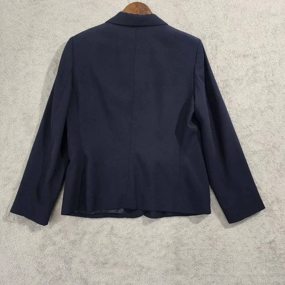 Lord & Taylor Womens Work Career Blazer Size 10 Navy Blue Polyester  GT - Picture 2 of 6